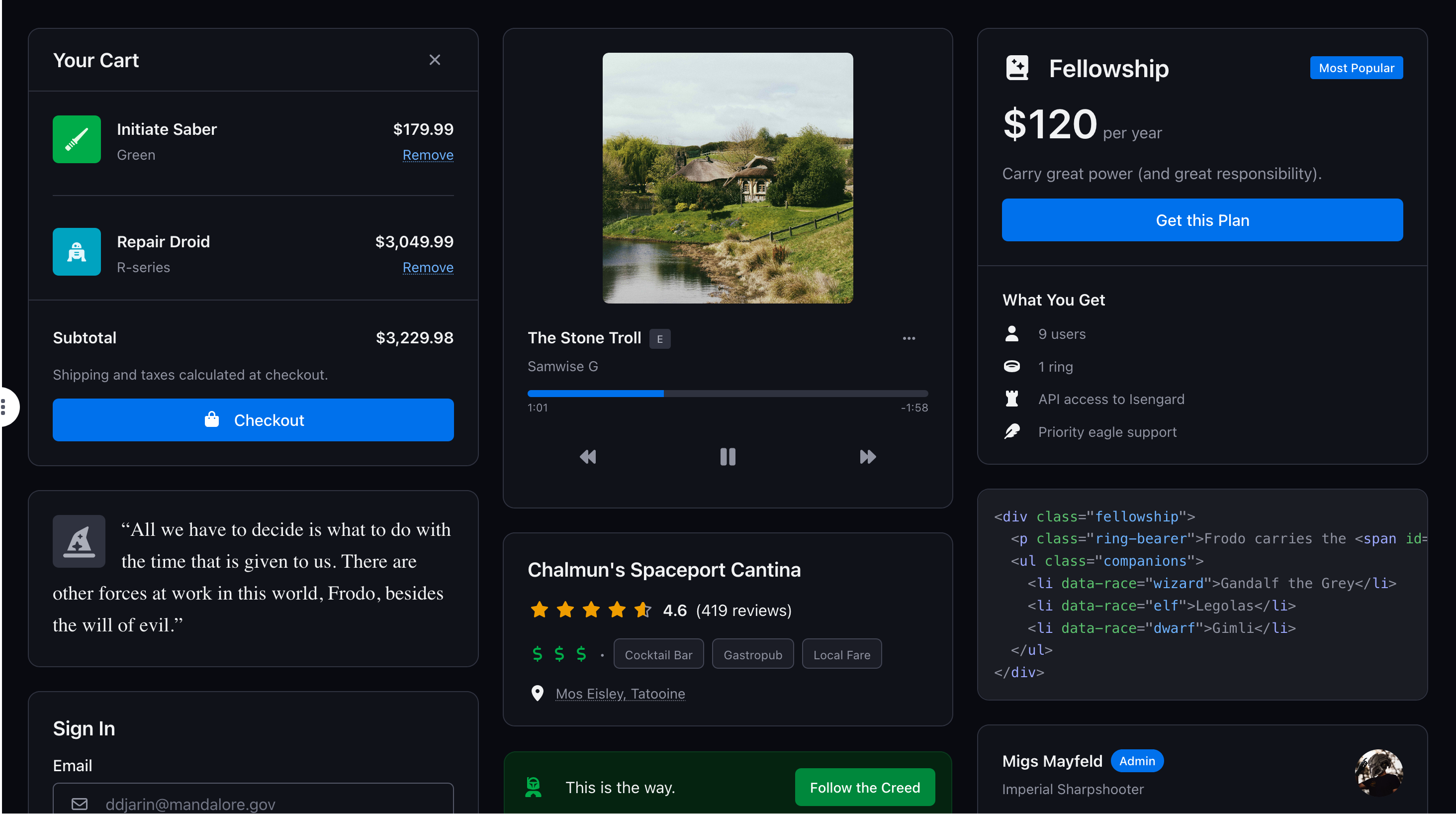 Default theme preview (dark)