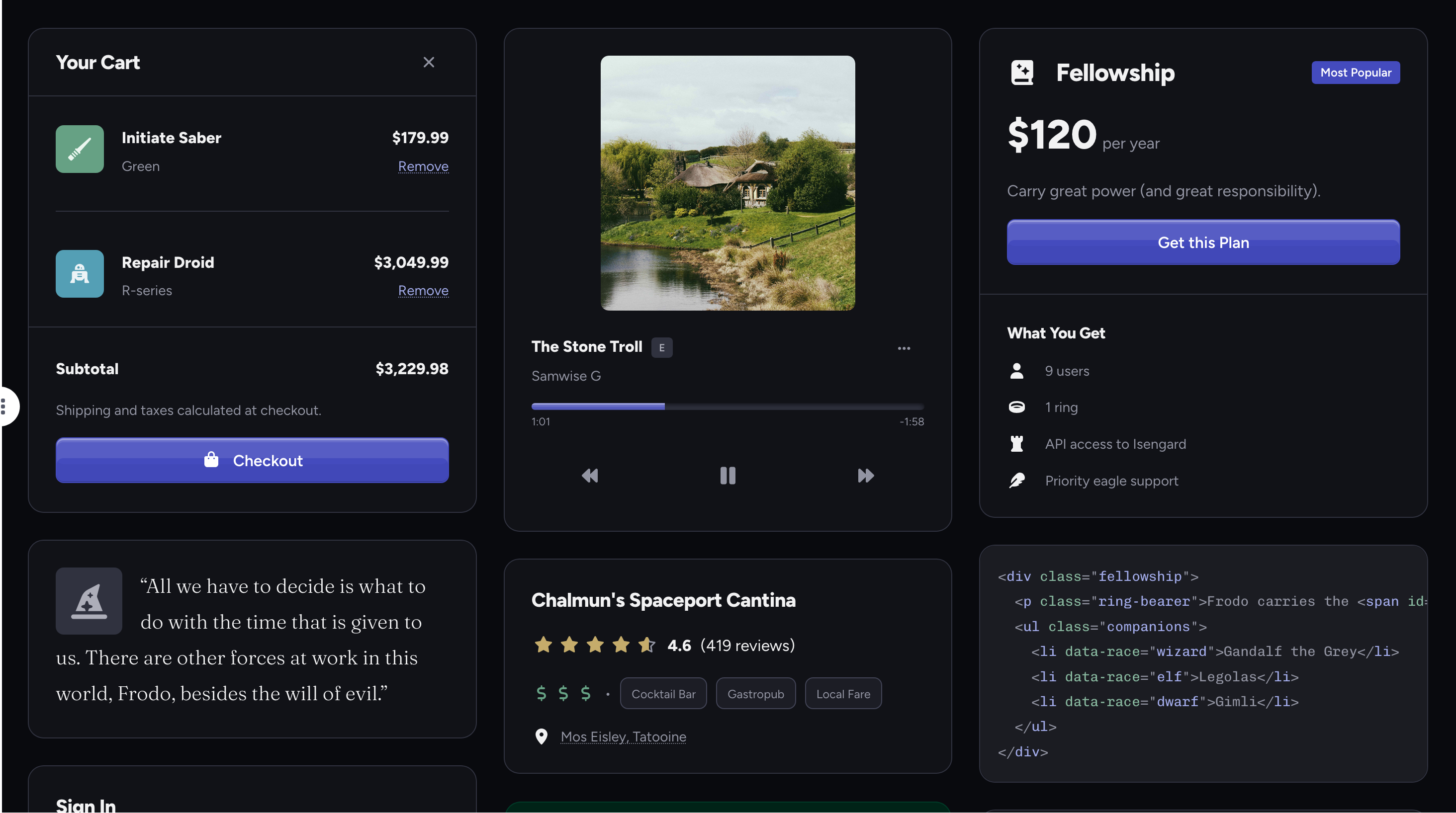 Glossy theme preview (dark)