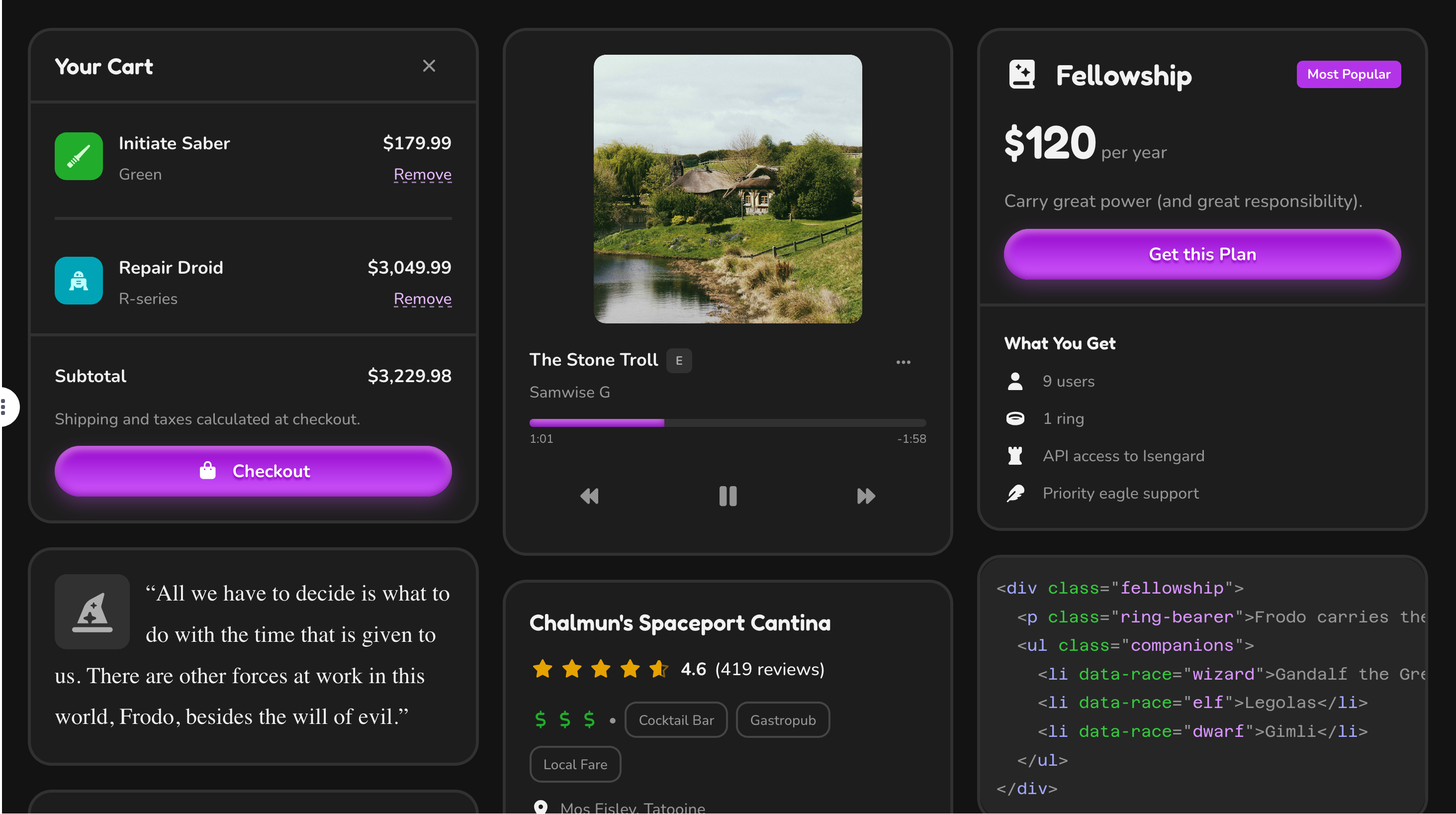 Playful theme preview (dark)