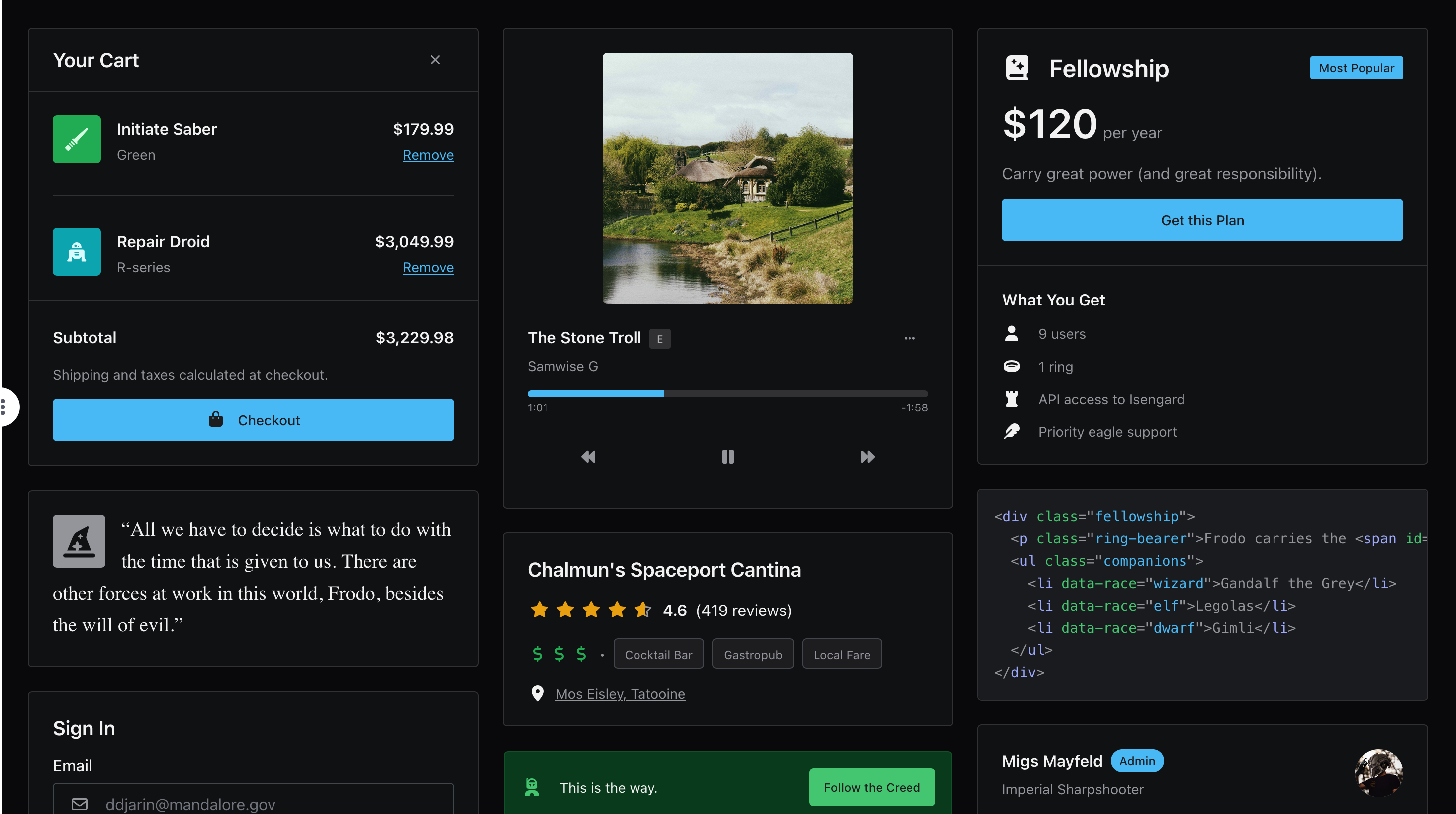 Shoelace theme preview (dark)